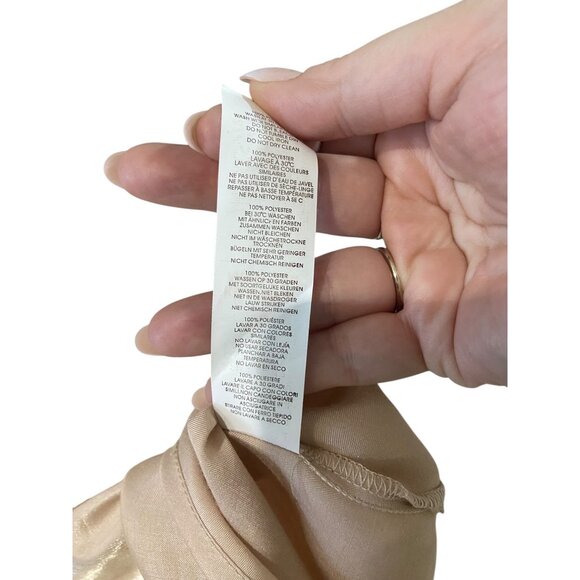 Nasty Gal Shiny Lame Ling Sleeve Button Down Blouse Gold Size 10 Holiday Party - Picture 5 of 15